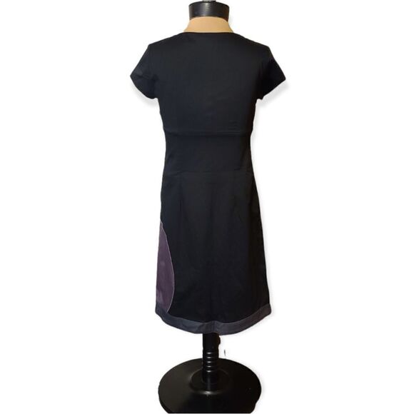 Boden Black Modern Dress Gray Purple  Circles Size 4 - Picture 4 of 8